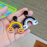 Halloween Jewelry Glitter Skull Pumpkin Dangle Earrings Fun Party Gift