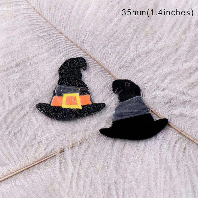 10 Glitter Acrylic Witch Hat Earrings Halloween Party DIY