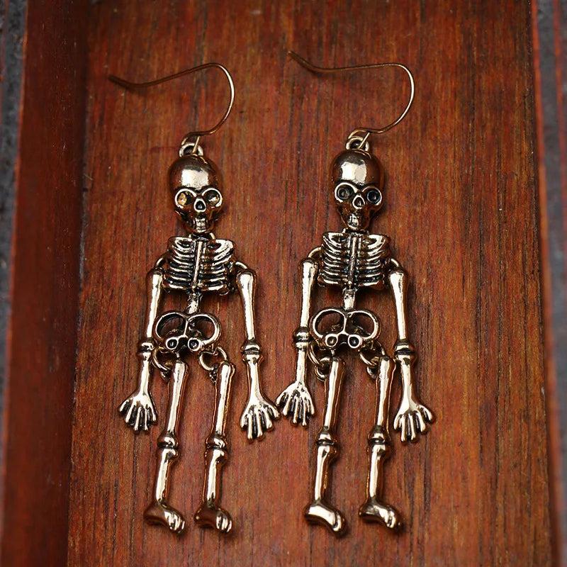 Skull Skeleton Drop Earrings Dark Punk Ear Jewelry