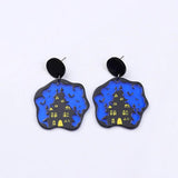 Halloween Haunted House Cat Earrings