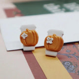 Pumpkin Earrings Thanksgiving Halloween Clay Pendant Holiday Jewelry