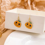 Halloween Pumpkin Charm Earring Cartoon Skull Hook Ghost Piercing Women Jewelry