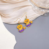 Halloween Pumpkin Charm Earring Cartoon Skull Hook Ghost Piercing Women Jewelry