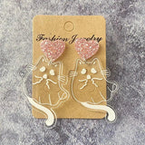Funny Cat Acrylic Earrings for Women Witchcraft Gothic Halloween