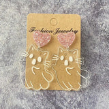 Funny Cat Acrylic Earrings for Women Witchcraft Gothic Halloween