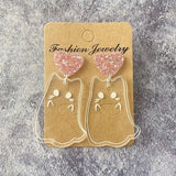 Funny Cat Acrylic Earrings for Women Witchcraft Gothic Halloween