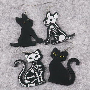 Halloween Asymmetric Skull Earrings Funny Animal Drop Earring