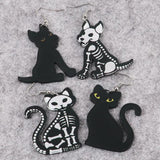 Halloween Asymmetric Skull Earrings Funny Animal Drop Earring