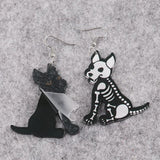Halloween Asymmetric Skull Earrings Funny Animal Drop Earring