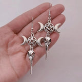 Retro Crow Head Pendant Halloween Earrings