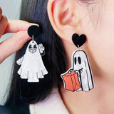 Acrylic Halloween Earrings Skeleton Magic Stick Ghost Pumpkin