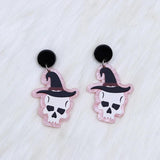 Acrylic Halloween Earrings Skeleton Magic Stick Ghost Pumpkin