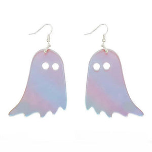 Halloween Acrylic Ghost Drop Earrings Laser Dangle Nightclub Jewelry