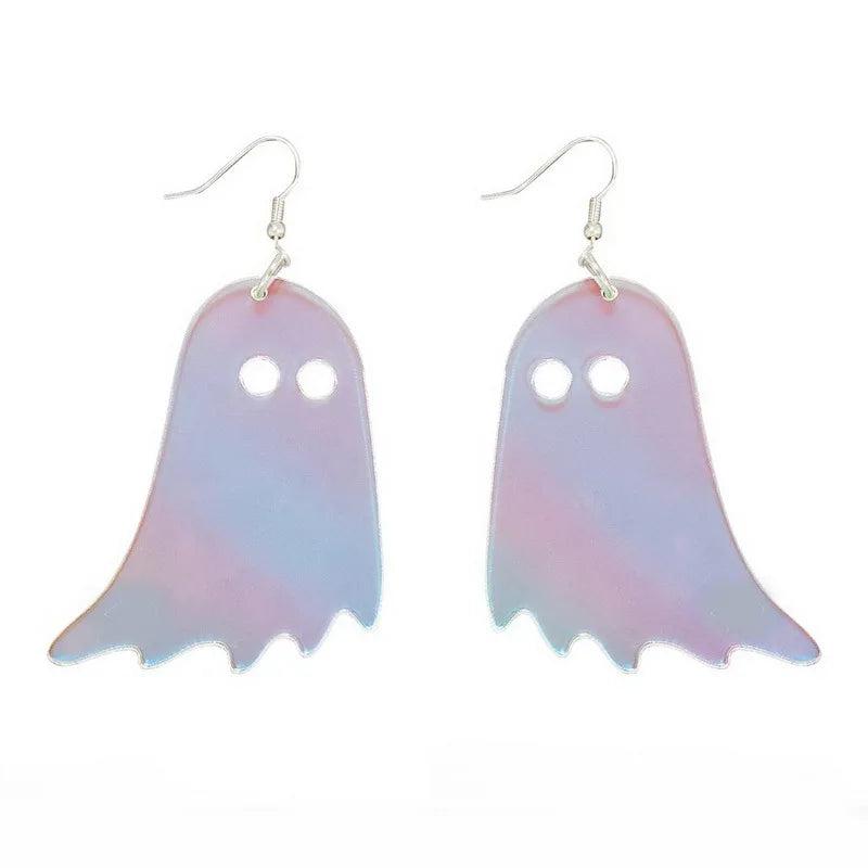 Halloween Acrylic Ghost Drop Earrings Laser Dangle Nightclub Jewelry