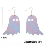 Halloween Acrylic Ghost Drop Earrings Laser Dangle Nightclub Jewelry