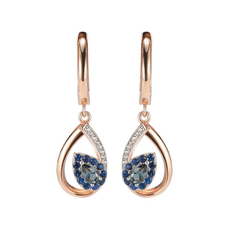 925 Sterling Silver Topaz Earrings Drop Rose Plated Halloween Fine Jewelry