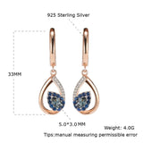 925 Sterling Silver Topaz Earrings Drop Rose Plated Halloween Fine Jewelry