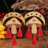 Crescent Moon Evil Eye Mushroom Chandelier Earrings for Women