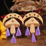 Crescent Moon Evil Eye Mushroom Chandelier Earrings for Women