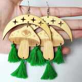Crescent Moon Evil Eye Mushroom Chandelier Earrings for Women