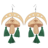 Crescent Moon Evil Eye Mushroom Chandelier Earrings for Women