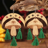 Crescent Moon Evil Eye Mushroom Chandelier Earrings for Women