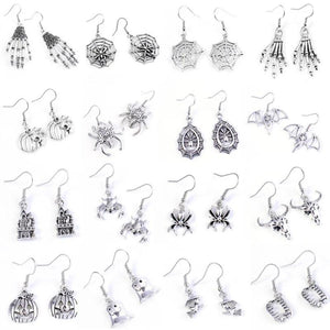 Retro Skeleton Bat Spider Evil Fun Earrings