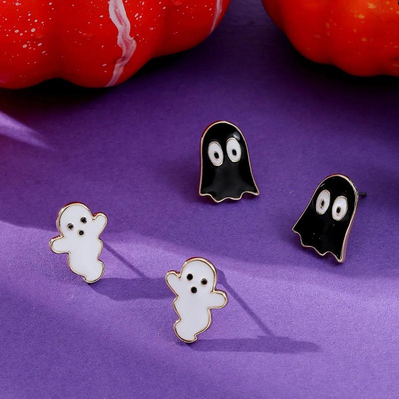 2 Pairs Cartoon Halloween & Ghost Earrings Set