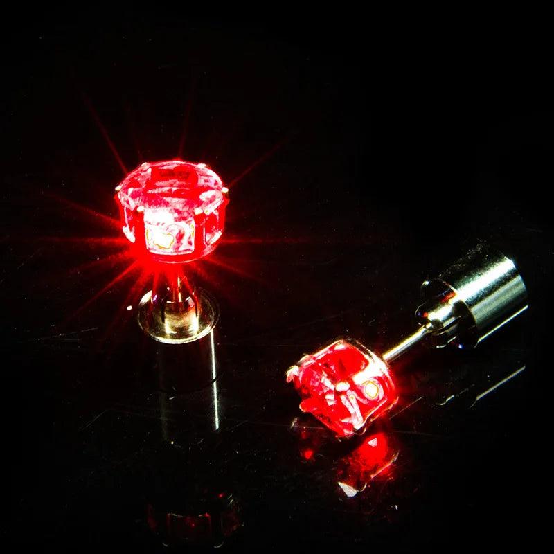 LED Light Bling Studs Earrings Christmas Gift Halloween Party Night Jewelry