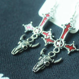 Gothic Cross Earrings Halloween Gift Red Drop Sheepshead Pentagram