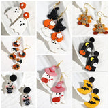 Halloween Polymer Clay Earrings Women Girls Ghost Bat Pumpkin Drop Earrings