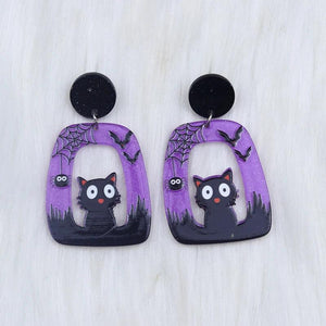 Halloween Square Round Hollow Earrings Acrylic