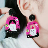 Halloween Square Round Hollow Earrings Acrylic