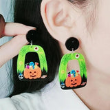 Halloween Square Round Hollow Earrings Acrylic