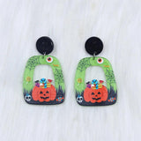 Halloween Square Round Hollow Earrings Acrylic