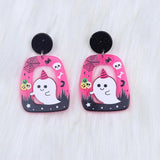 Halloween Square Round Hollow Earrings Acrylic