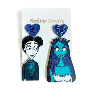 Acrylic Ghost Groom and Bride Charm Earrings for Women