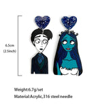 Acrylic Ghost Groom and Bride Charm Earrings for Women