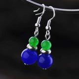 Jade Gemstone 925 Silver Hook Dangle Earrings for Women