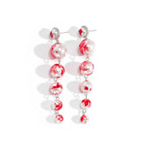 Punk Red Pearl Drop Earrings Bloody Beaded Long Pendant Halloween Party Jewelry