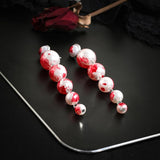 Punk Red Pearl Drop Earrings Bloody Beaded Long Pendant Halloween Party Jewelry