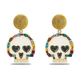 Colorful Rhinestone Gothic Halloween Skull Hiphop Earring