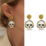 Colorful Rhinestone Gothic Halloween Skull Hiphop Earring