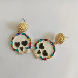 Colorful Rhinestone Gothic Halloween Skull Hiphop Earring