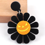 Evil Smiling Face Sunflower Acrylic Women's Halloween Earrings