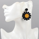 Evil Smiling Face Sunflower Acrylic Women's Halloween Earrings
