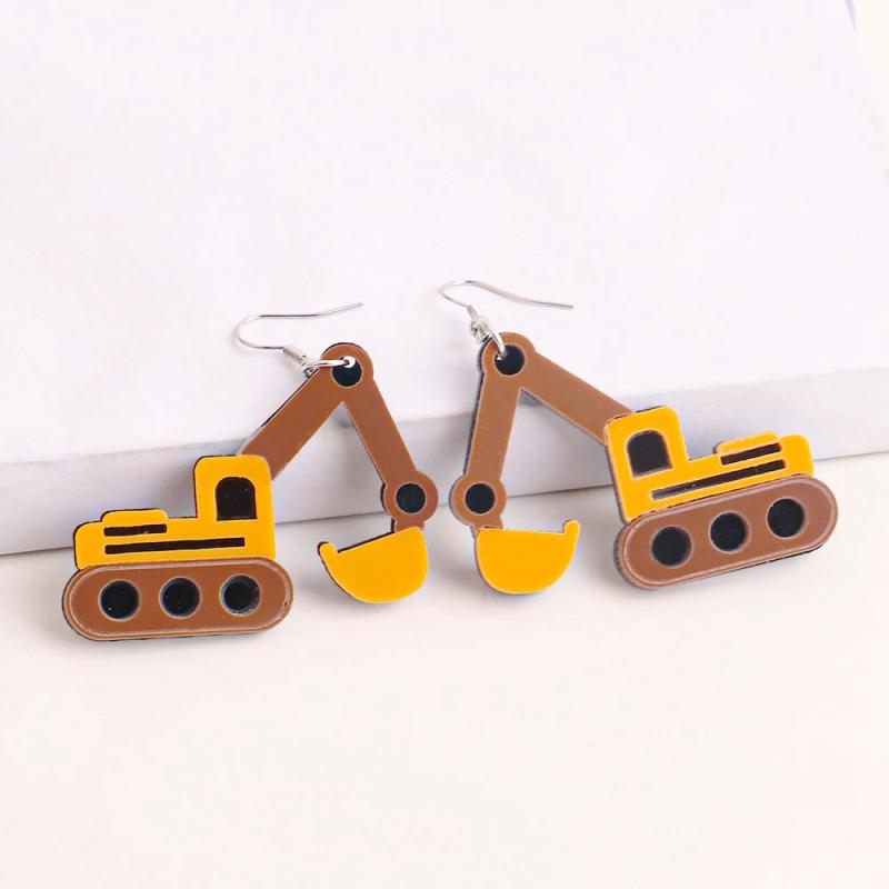 Funny Acrylic Excavator Dangle Earrings for Women