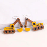 Funny Acrylic Excavator Dangle Earrings for Women