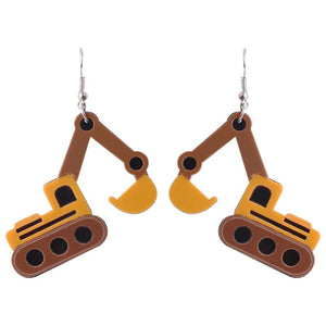 Funny Acrylic Excavator Dangle Earrings for Women