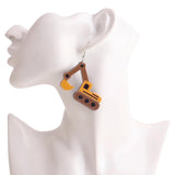 Funny Acrylic Excavator Dangle Earrings for Women